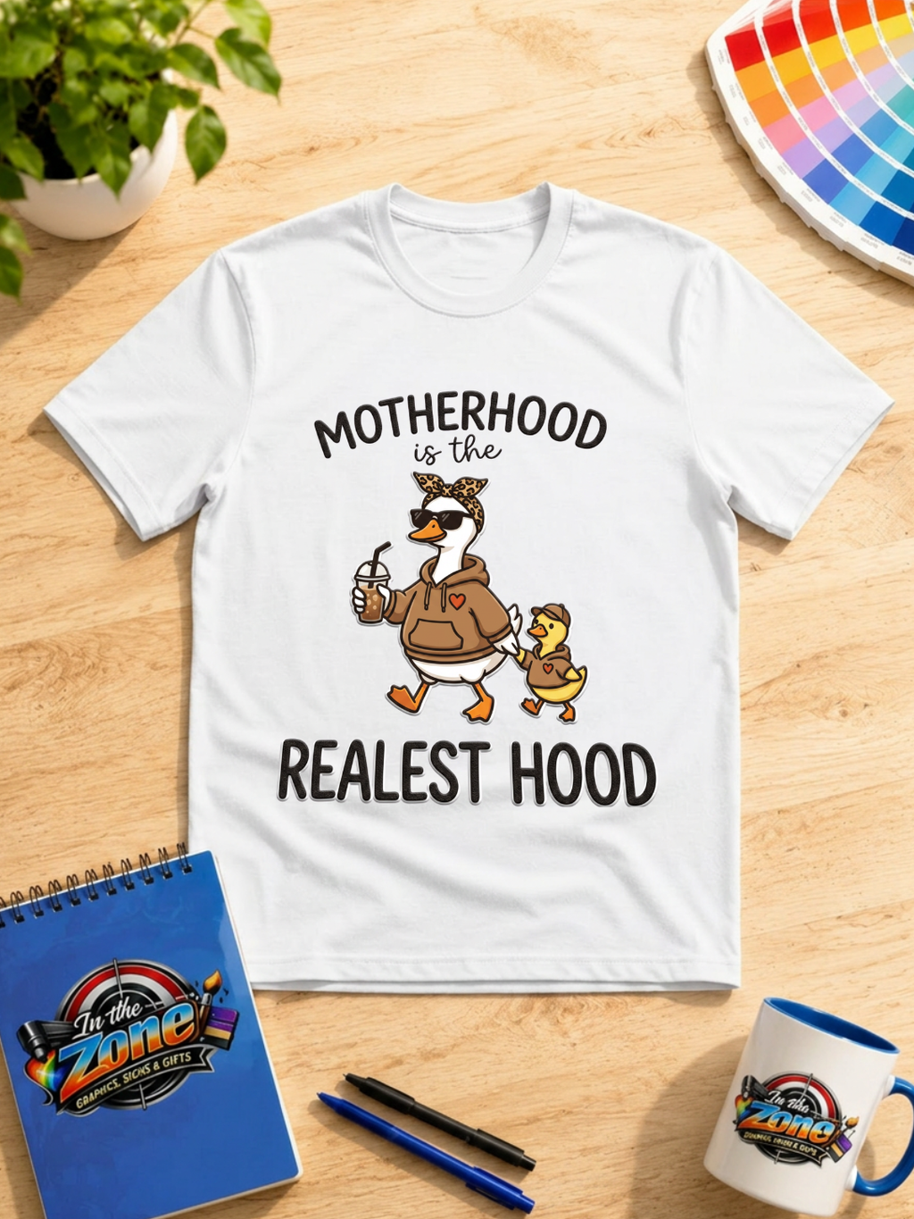 Motherhood Is the Realest Hood Shirt | Funny Mama Duck Graphic Tee