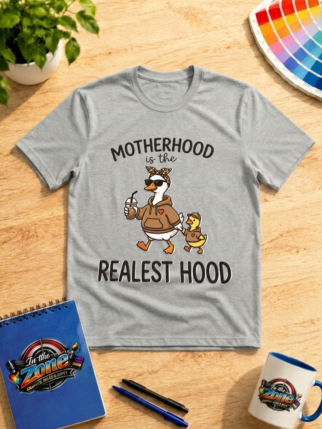 Motherhood Is the Realest Hood Shirt | Funny Mama Duck Graphic Tee