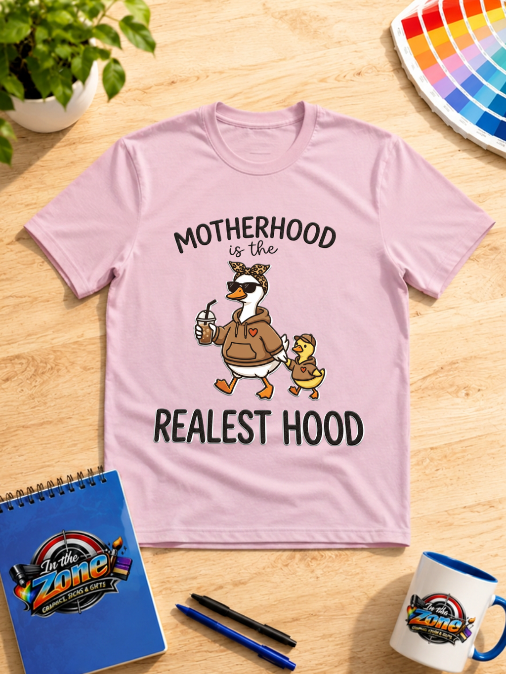 Motherhood Is the Realest Hood Shirt | Funny Mama Duck Graphic Tee