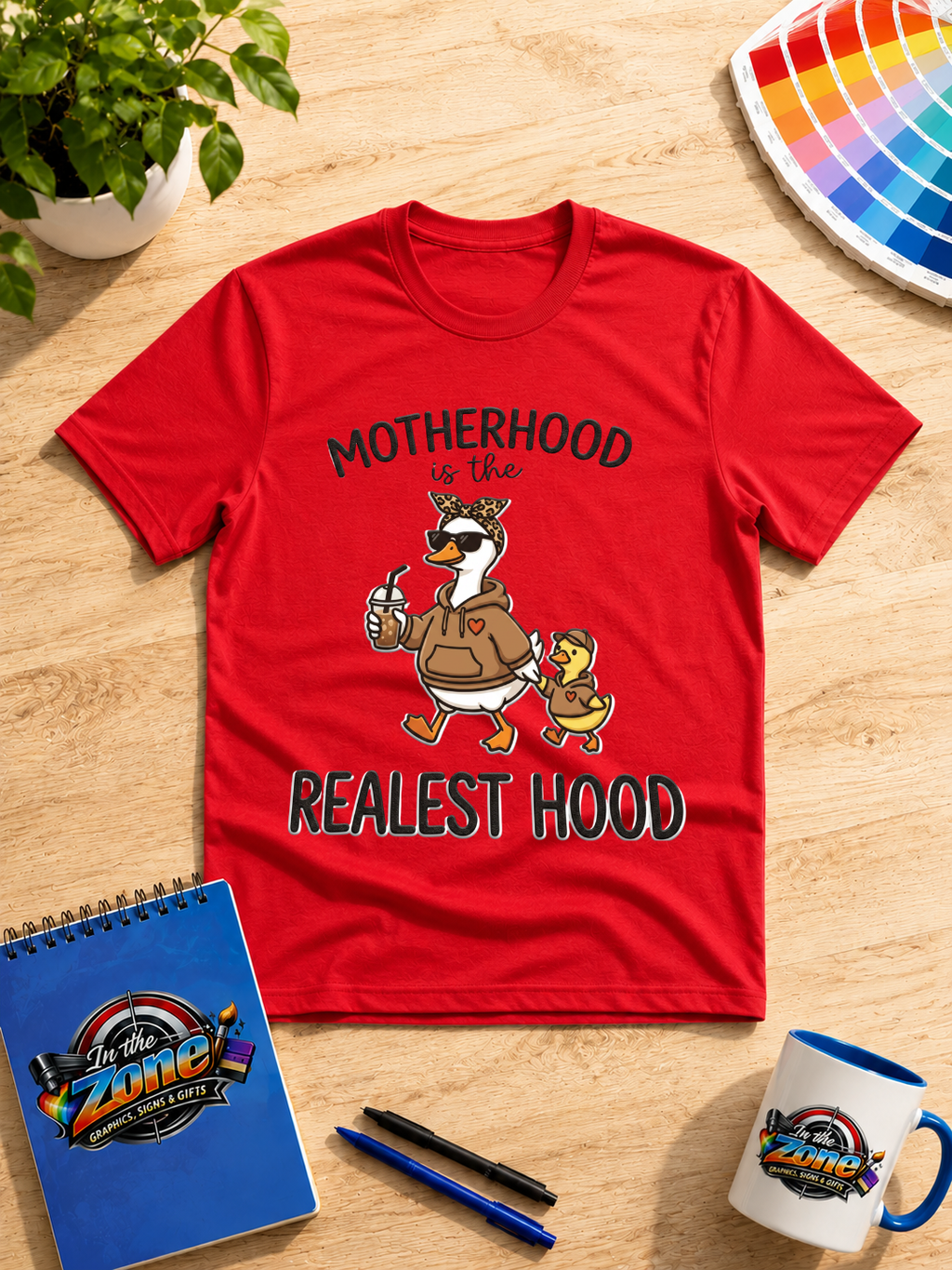 Motherhood Is the Realest Hood Shirt | Funny Mama Duck Graphic Tee