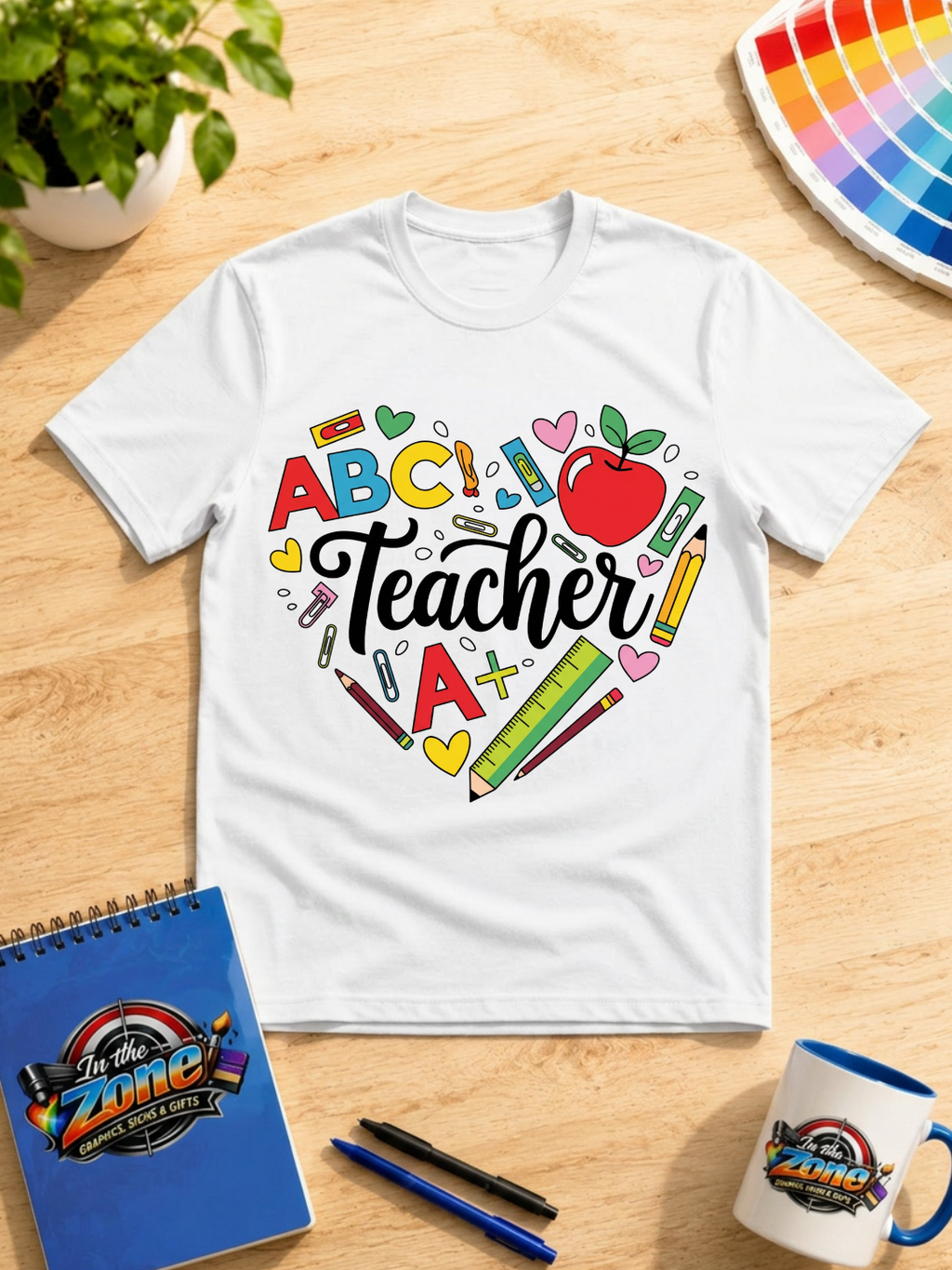 Teacher Heart Graphic Shirt | Colorful School & Classroom Teacher Tee