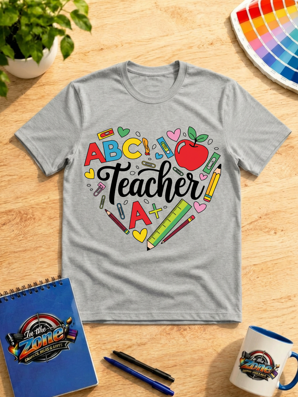 Teacher Heart Graphic Shirt | Colorful School & Classroom Teacher Tee