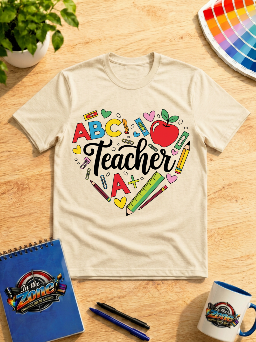 Teacher Heart Graphic Shirt | Colorful School & Classroom Teacher Tee