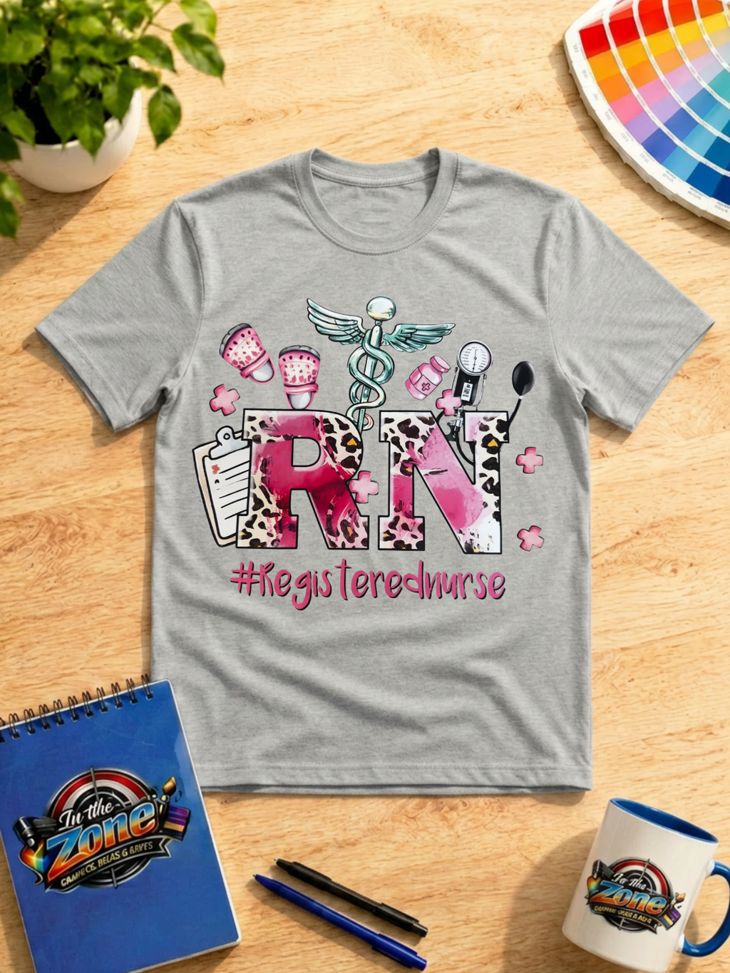 Registered Nurse RN Graphic T-Shirt – Pink Leopard Nurse Shirt