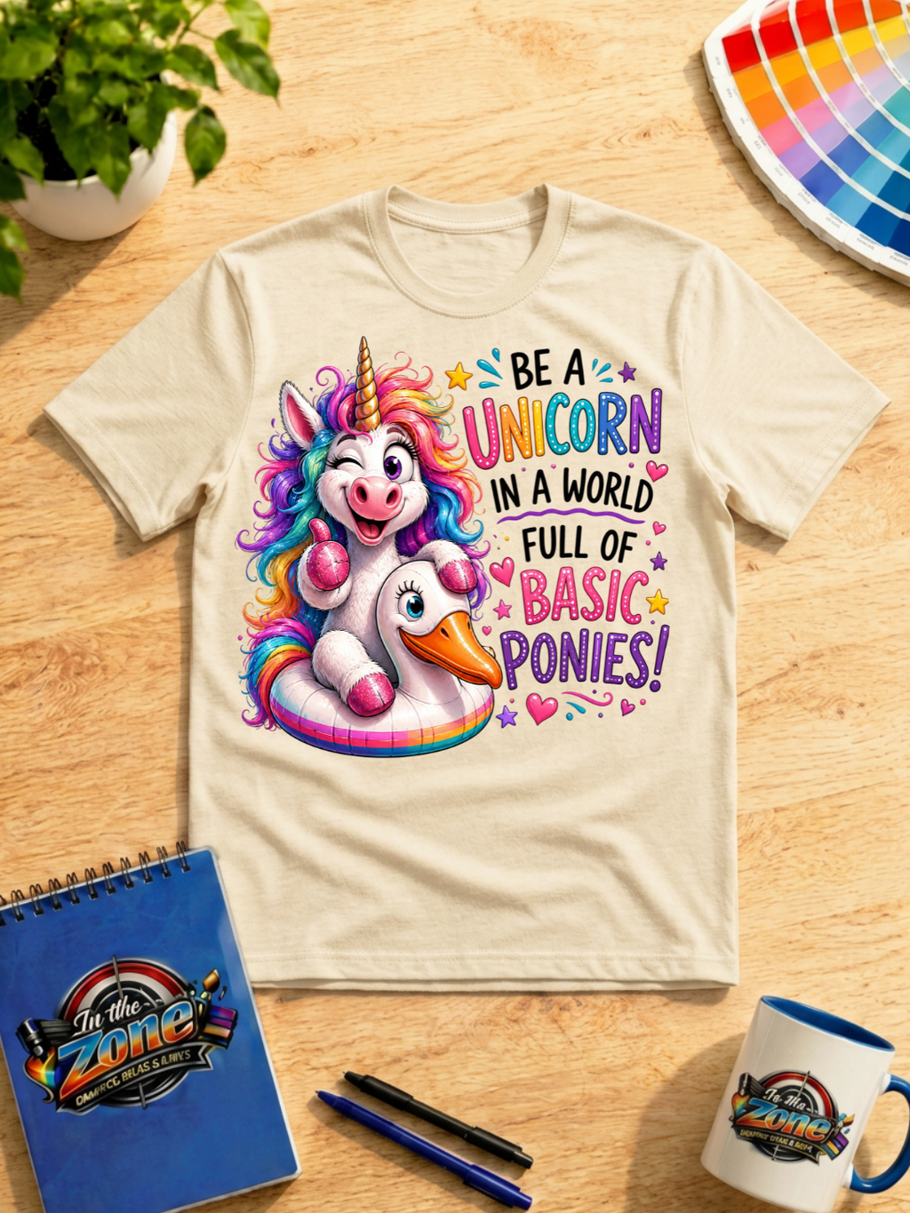 Be a Unicorn in a World Full of Basic Ponies Graphic Shirt – Colorful Funny Unicorn Tee