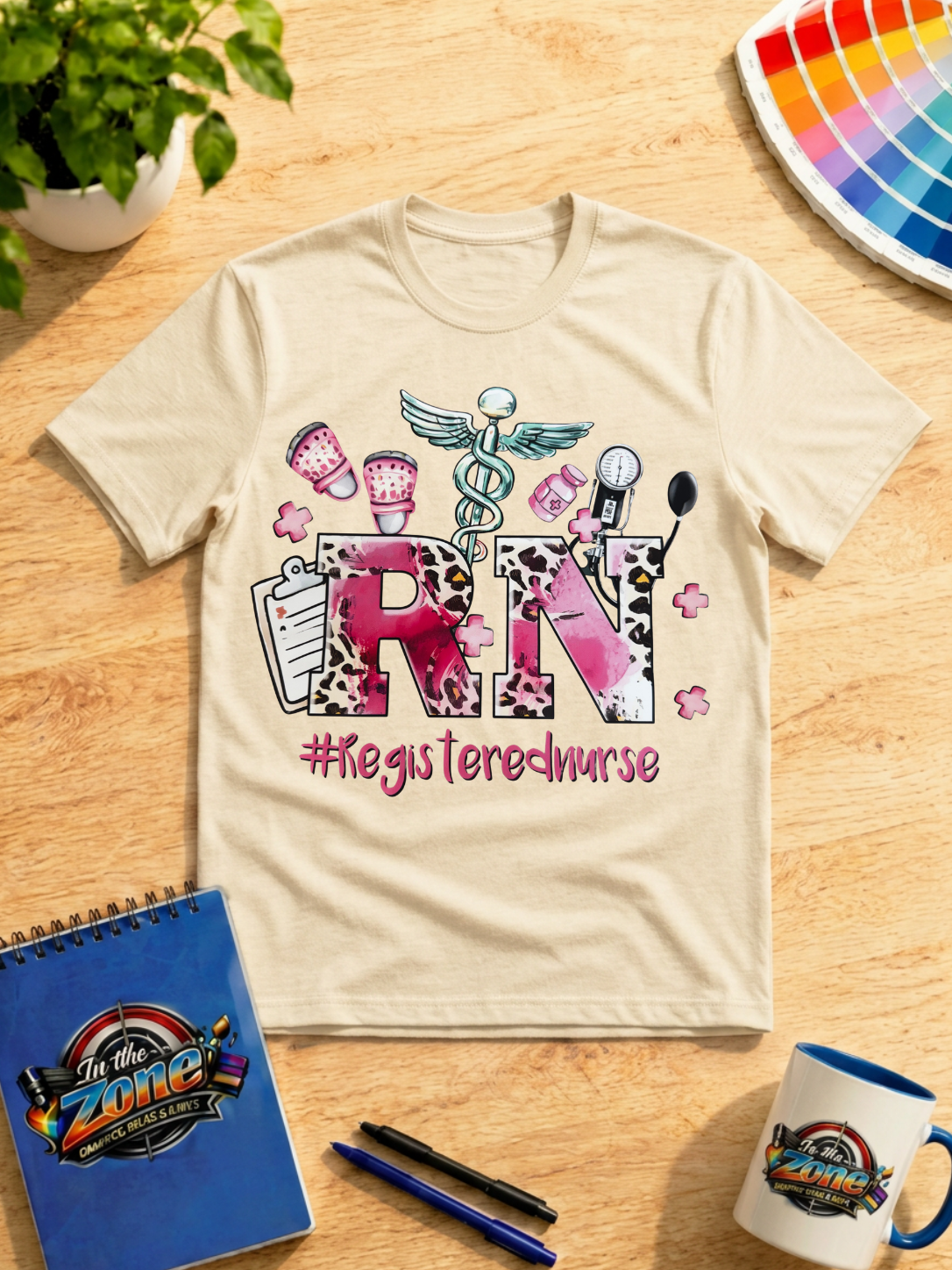 Registered Nurse RN Graphic T-Shirt – Pink Leopard Nurse Shirt