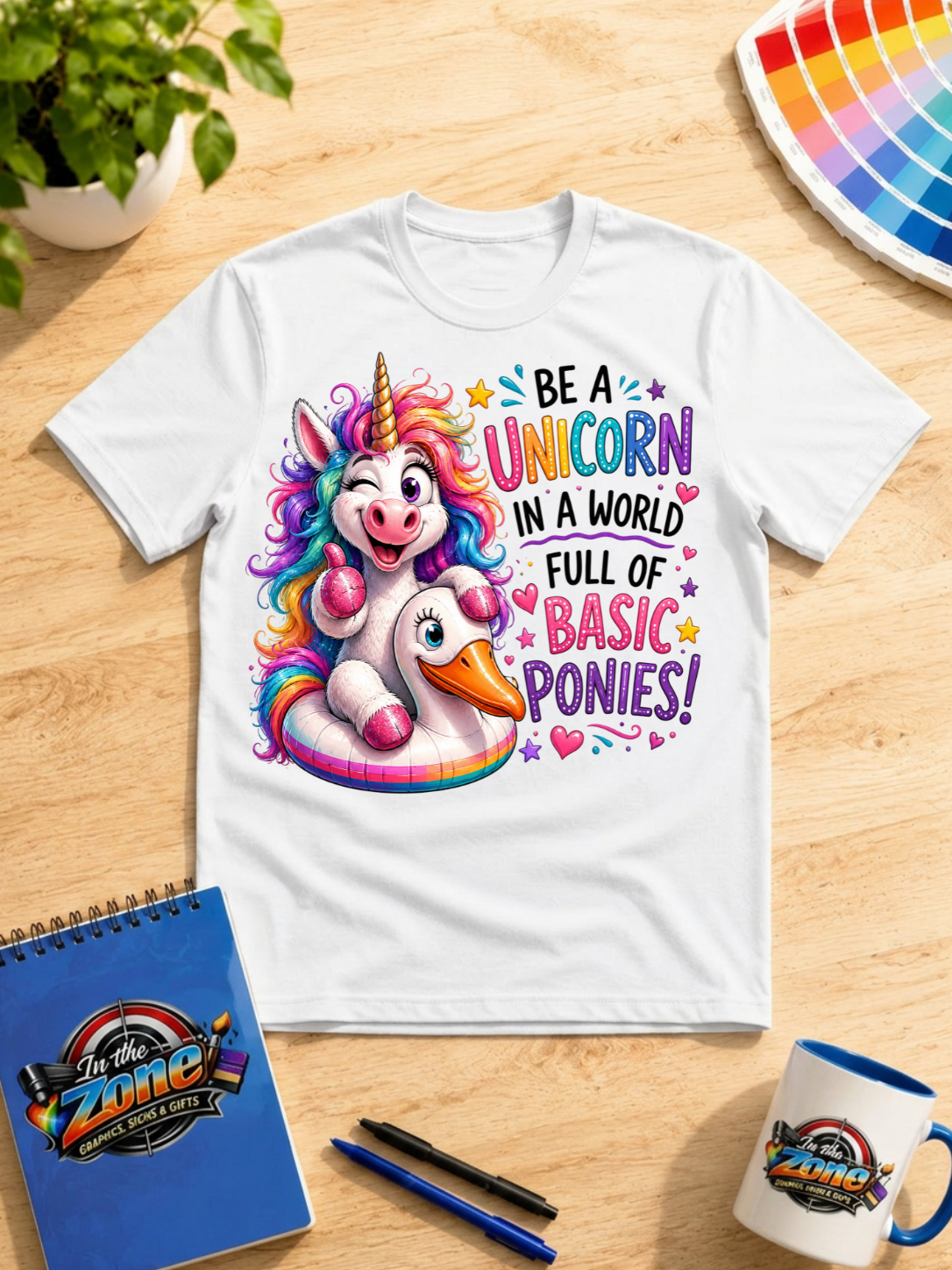 Be a Unicorn in a World Full of Basic Ponies Graphic Shirt – Colorful Funny Unicorn Tee