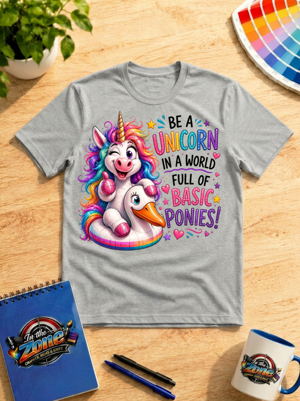 Be a Unicorn in a World Full of Basic Ponies Graphic Shirt – Colorful Funny Unicorn Tee