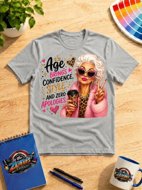 Age Brings Confidence, Style & Zero Apologies Shirt – Sassy Woman Graphic Tee