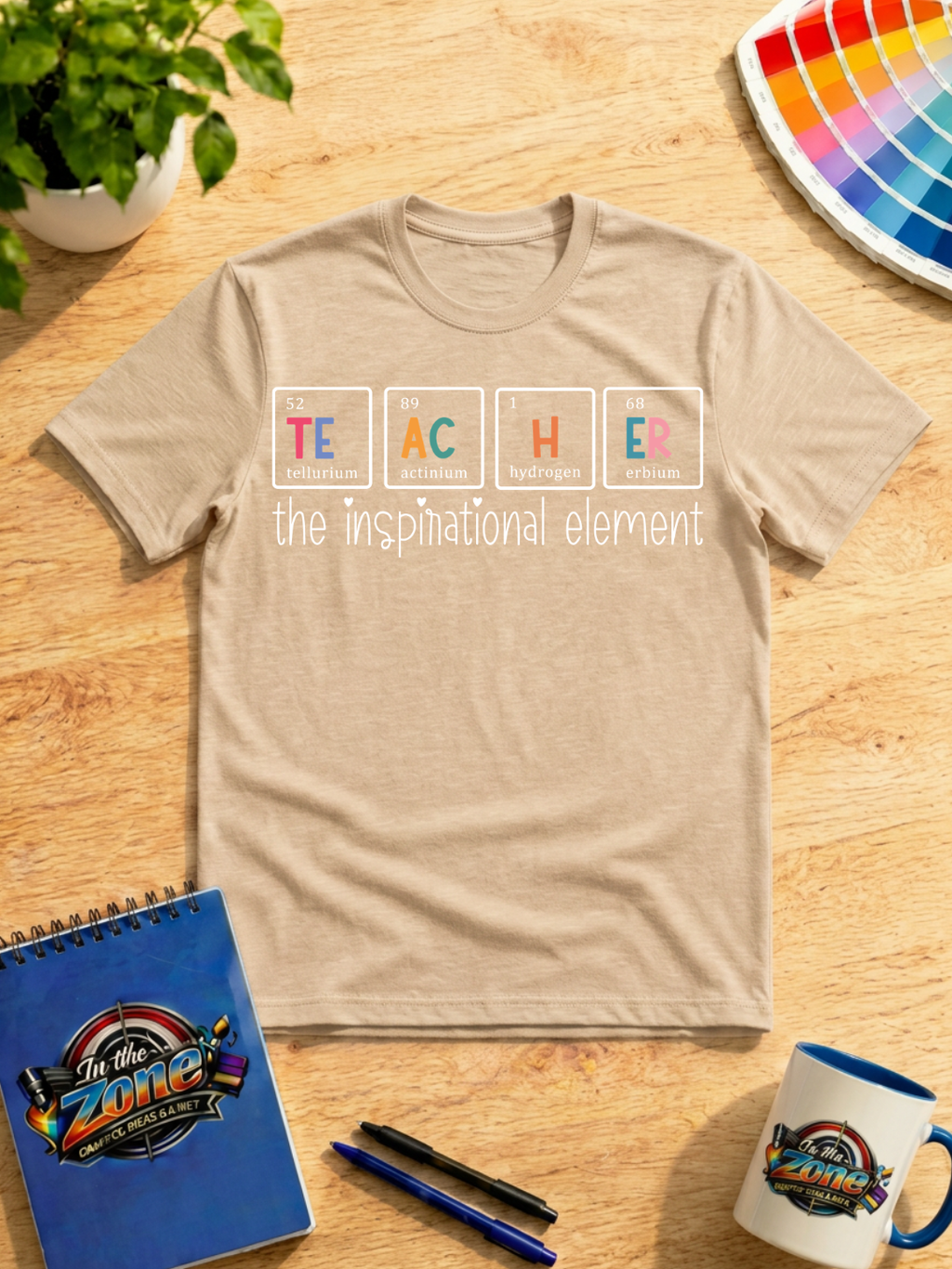 Teacher The Inspirational Element Graphic Shirt in White – Periodic Table Teacher Tee