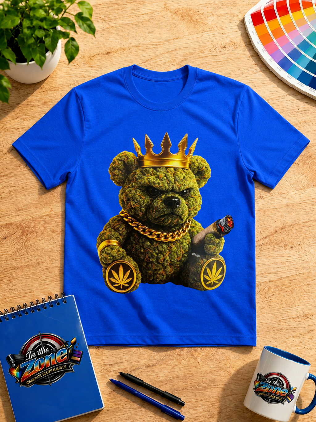 Crowned Cannabis Bear Graphic T-Shirt – 420 King Teddy Bear Tee