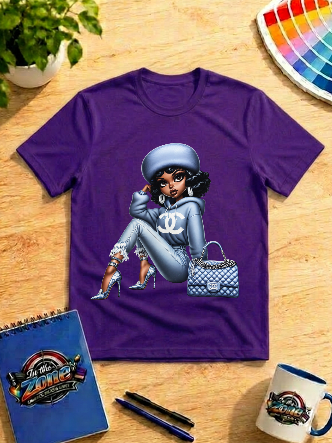 Fashion Girl Graphic Shirt | Blue Glam Streetwear Style Tee