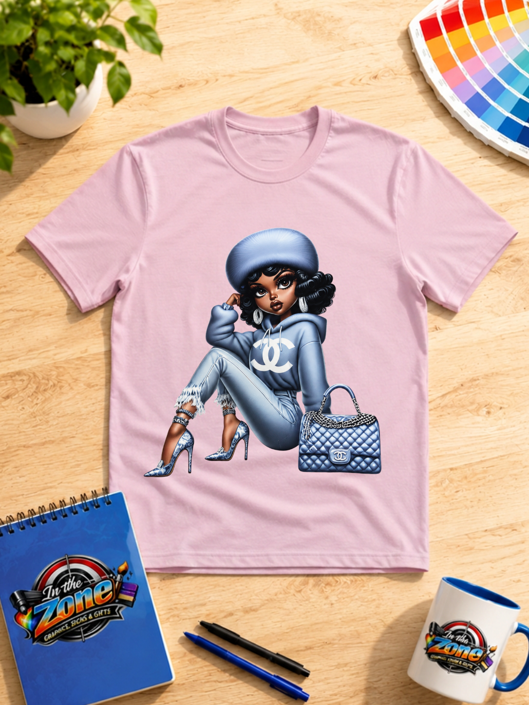 Fashion Girl Graphic Shirt | Blue Glam Streetwear Style Tee