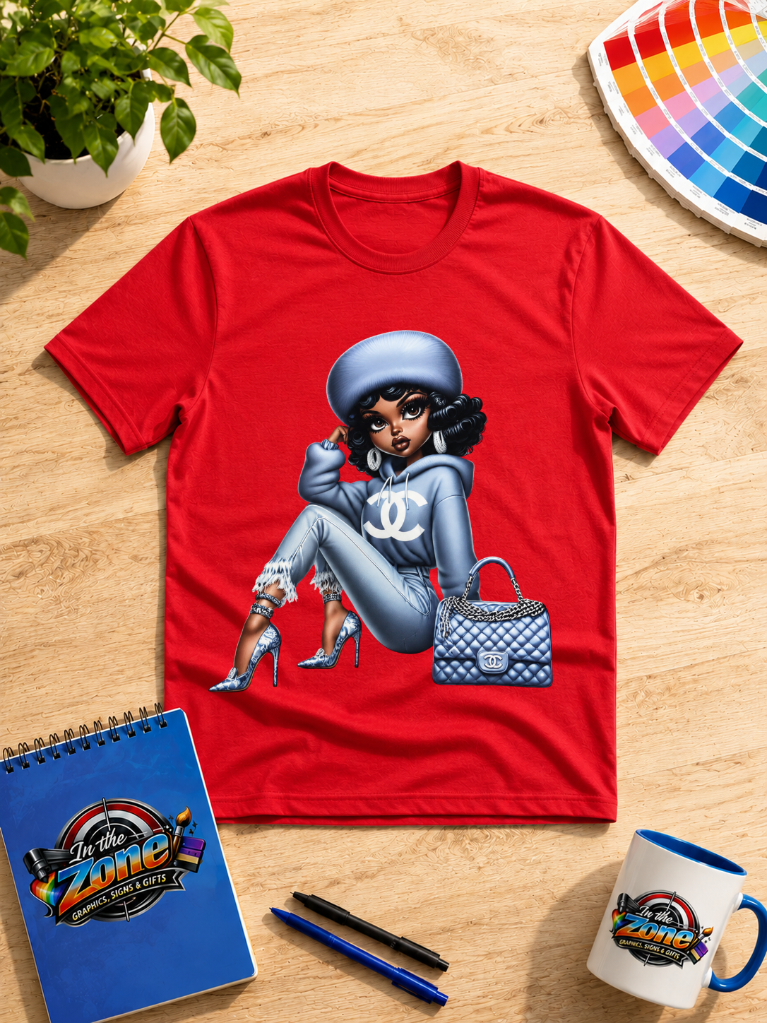 Fashion Girl Graphic Shirt | Blue Glam Streetwear Style Tee