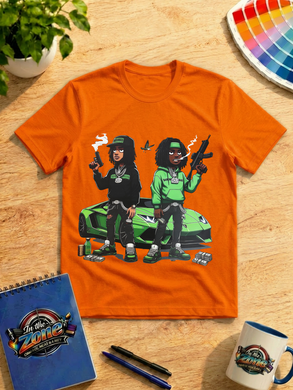 Green Street Lifestyle Graphic T-Shirt – Urban Car & Character Design
