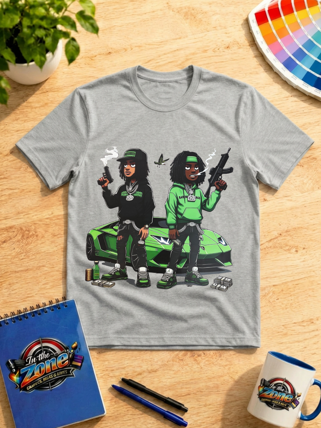 Green Street Lifestyle Graphic T-Shirt – Urban Car & Character Design