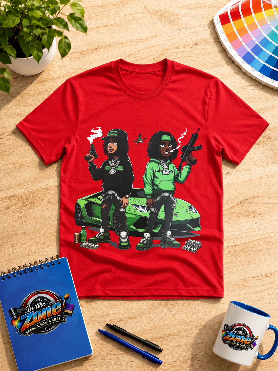 Green Street Lifestyle Graphic T-Shirt – Urban Car & Character Design