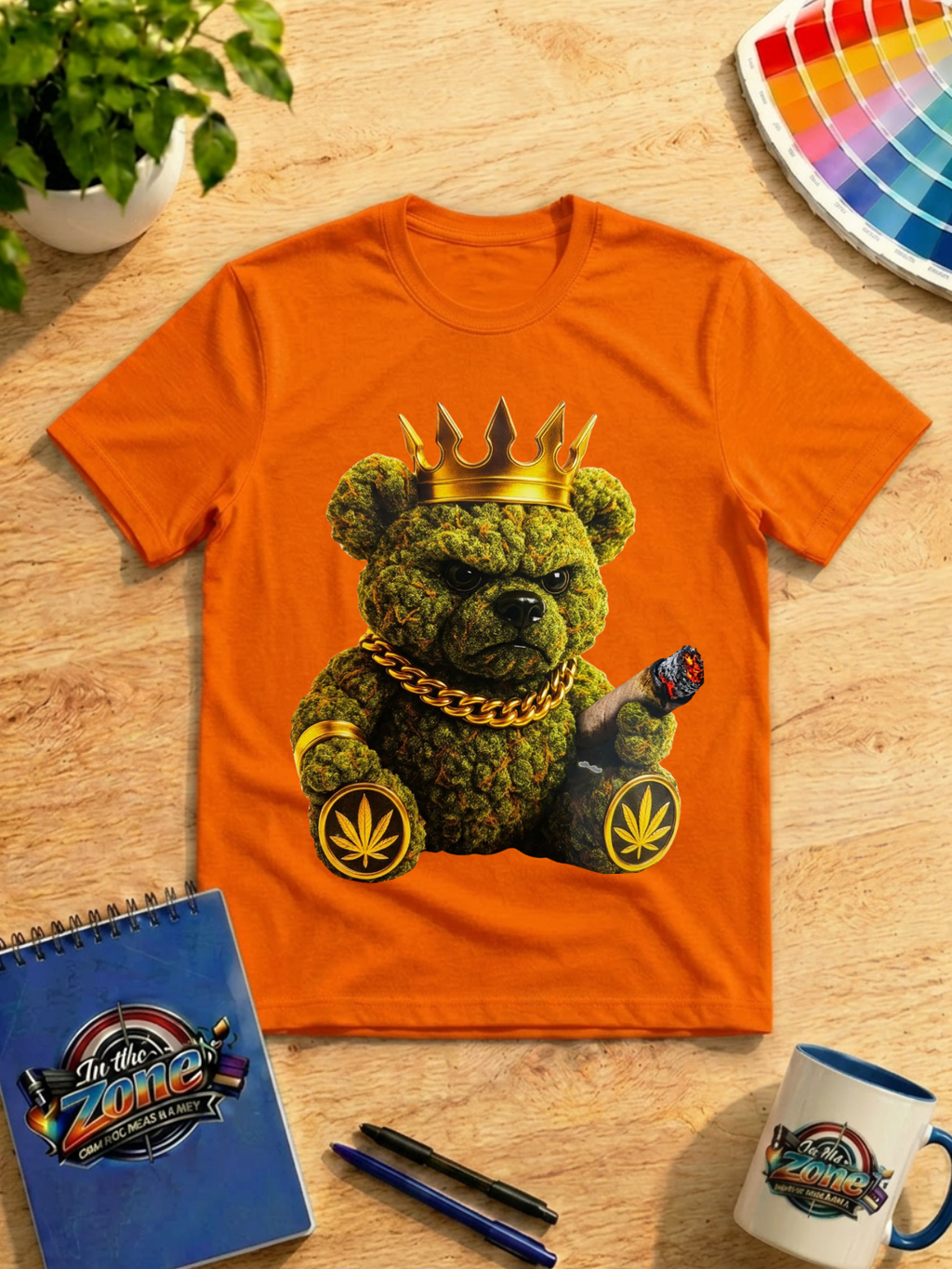 Crowned Cannabis Bear Graphic T-Shirt – 420 King Teddy Bear Tee