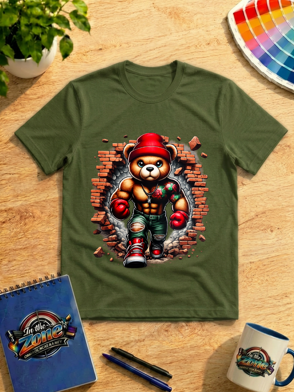 Muscle Bear Breakthrough Graphic T-Shirt – Boxing Teddy Streetwear Tee