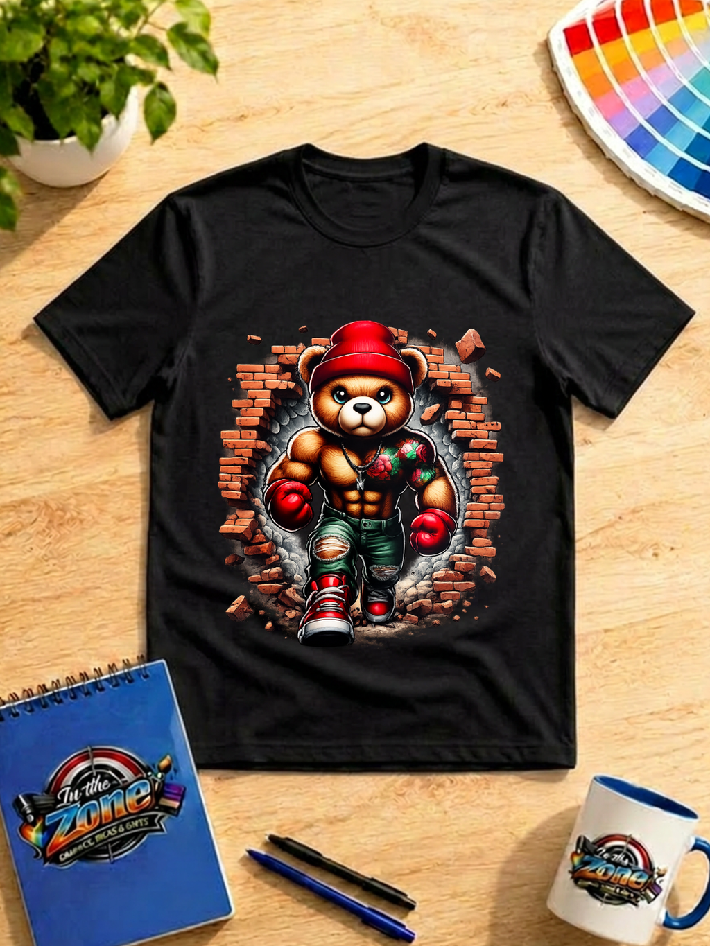 Muscle Bear Breakthrough Graphic T-Shirt – Boxing Teddy Streetwear Tee