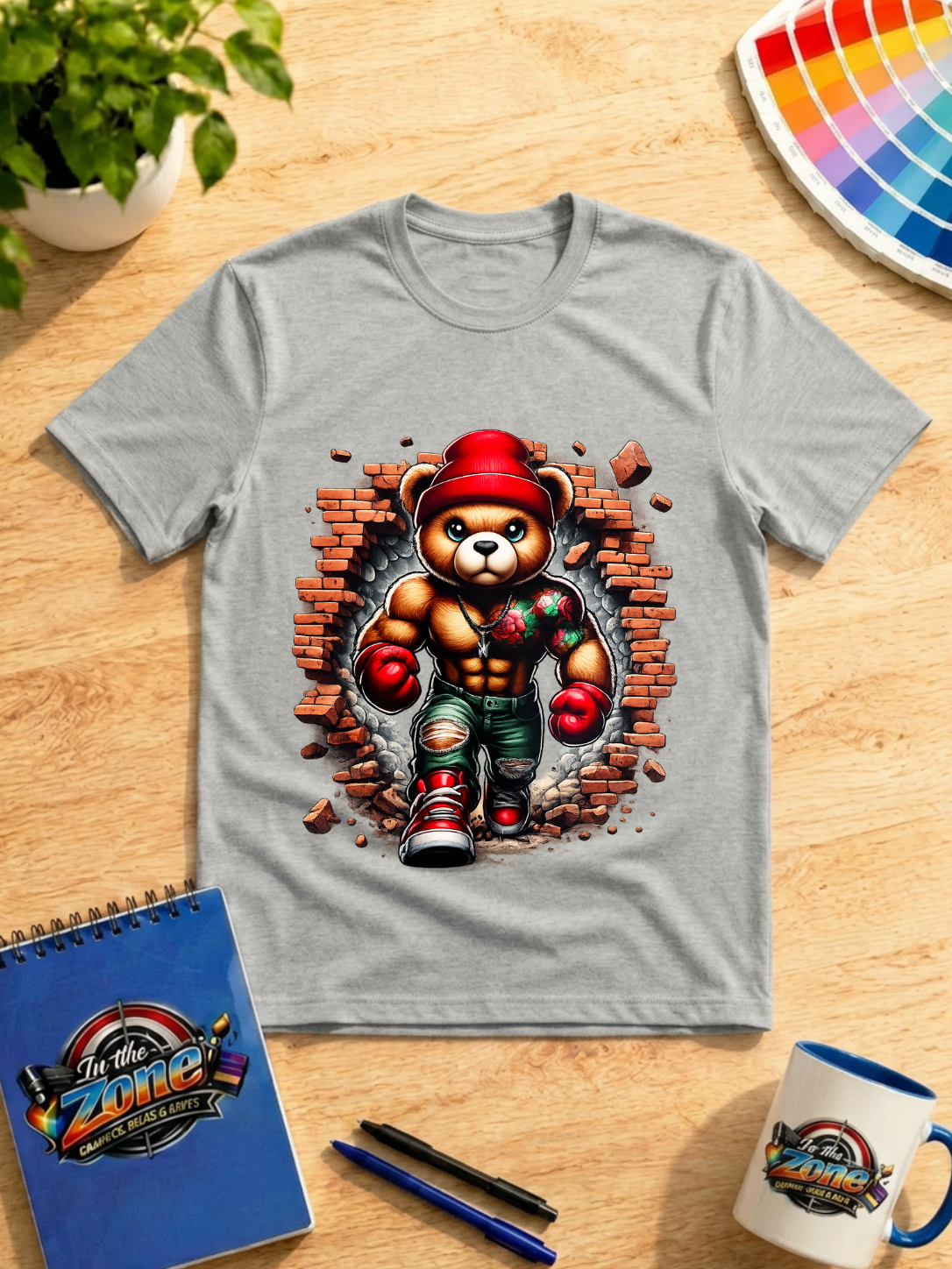 Muscle Bear Breakthrough Graphic T-Shirt – Boxing Teddy Streetwear Tee