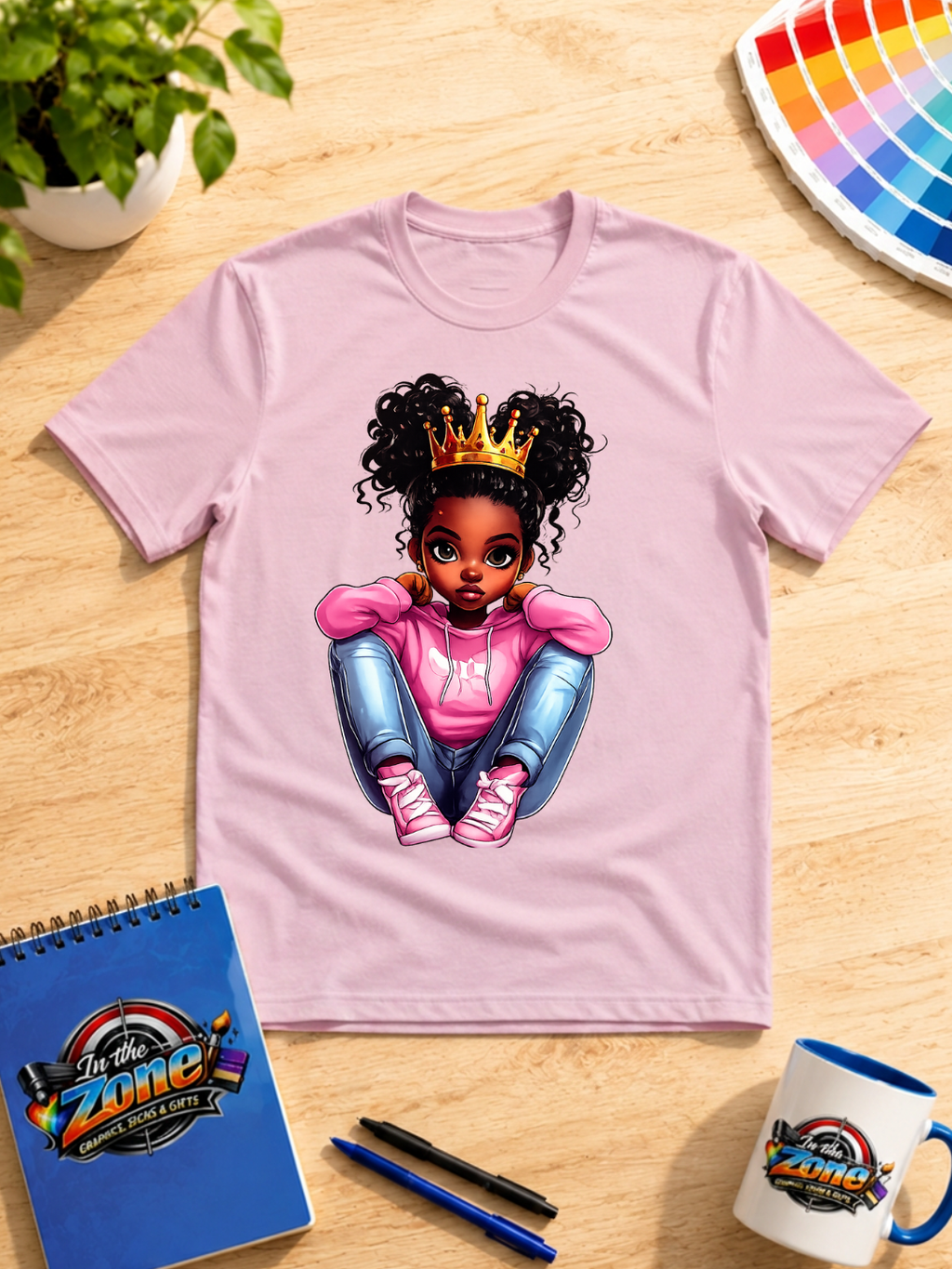 Little Black Princess Graphic T-Shirt – Crowned Girl Pink Hoodie Tee