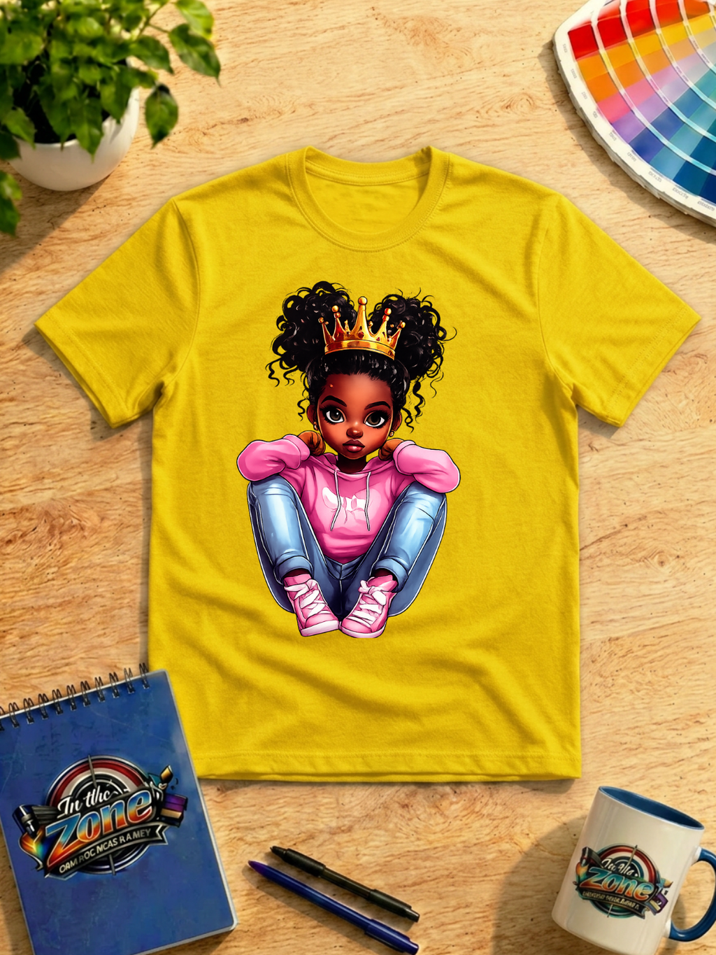 Little Black Princess Graphic T-Shirt – Crowned Girl Pink Hoodie Tee