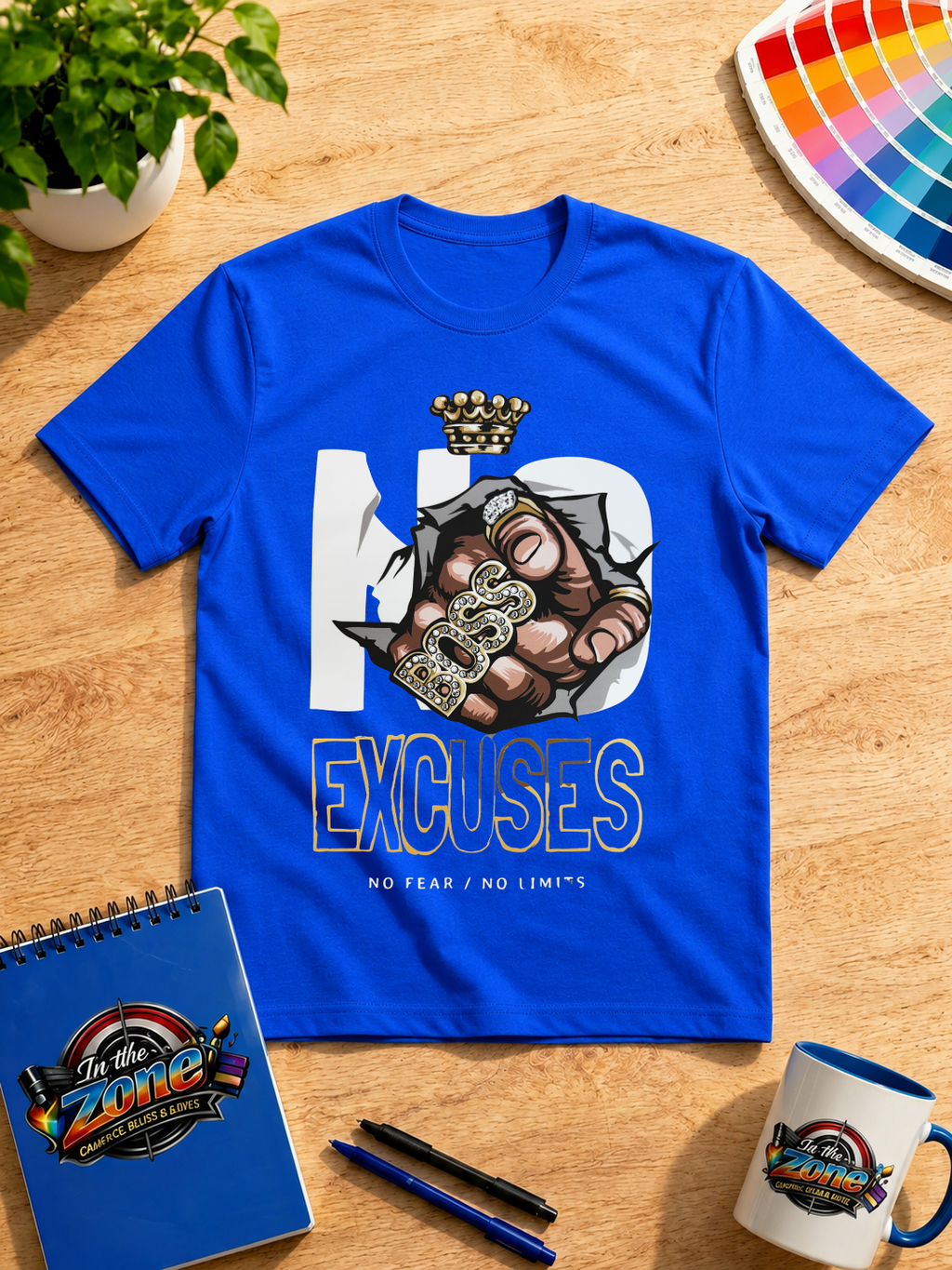 No Excuses Boss Fist Graphic T-Shirt – No Fear No Limits Motivational Tee
