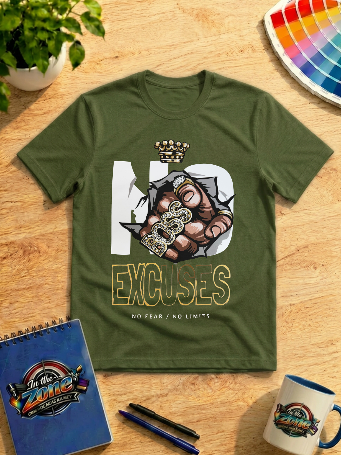 No Excuses Boss Fist Graphic T-Shirt – No Fear No Limits Motivational Tee