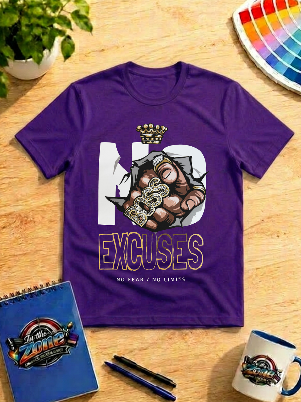 No Excuses Boss Fist Graphic T-Shirt – No Fear No Limits Motivational Tee