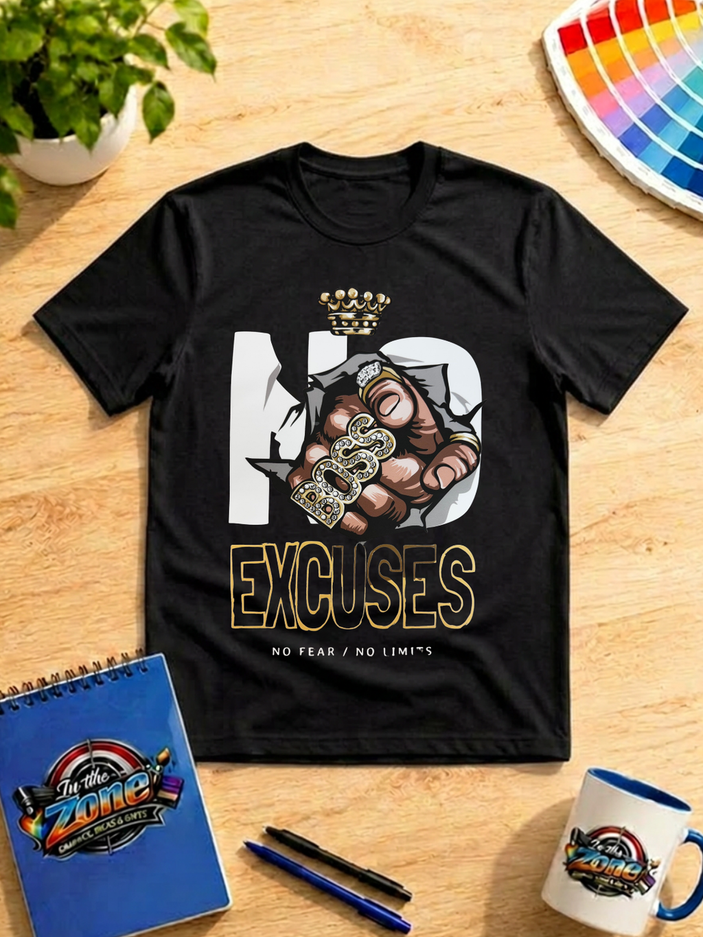 No Excuses Boss Fist Graphic T-Shirt – No Fear No Limits Motivational Tee