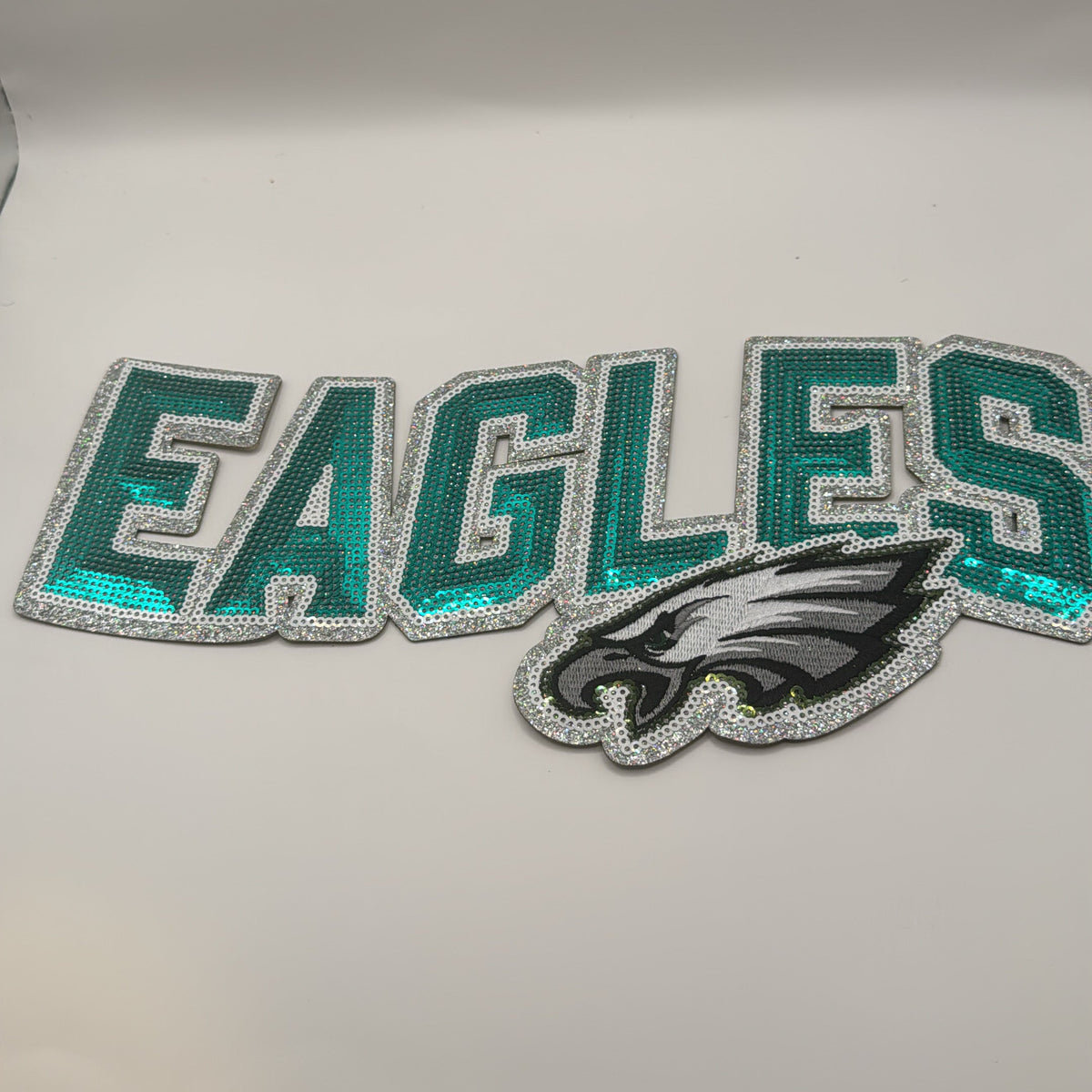 Eagles Green & Silver Sequin Patch – Football Game Day Patch