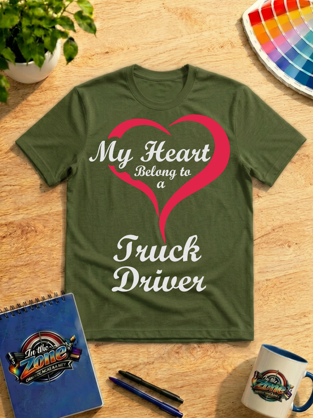 My Heart Belongs to a Truck Driver – Trucker Love Graphic T-Shirt