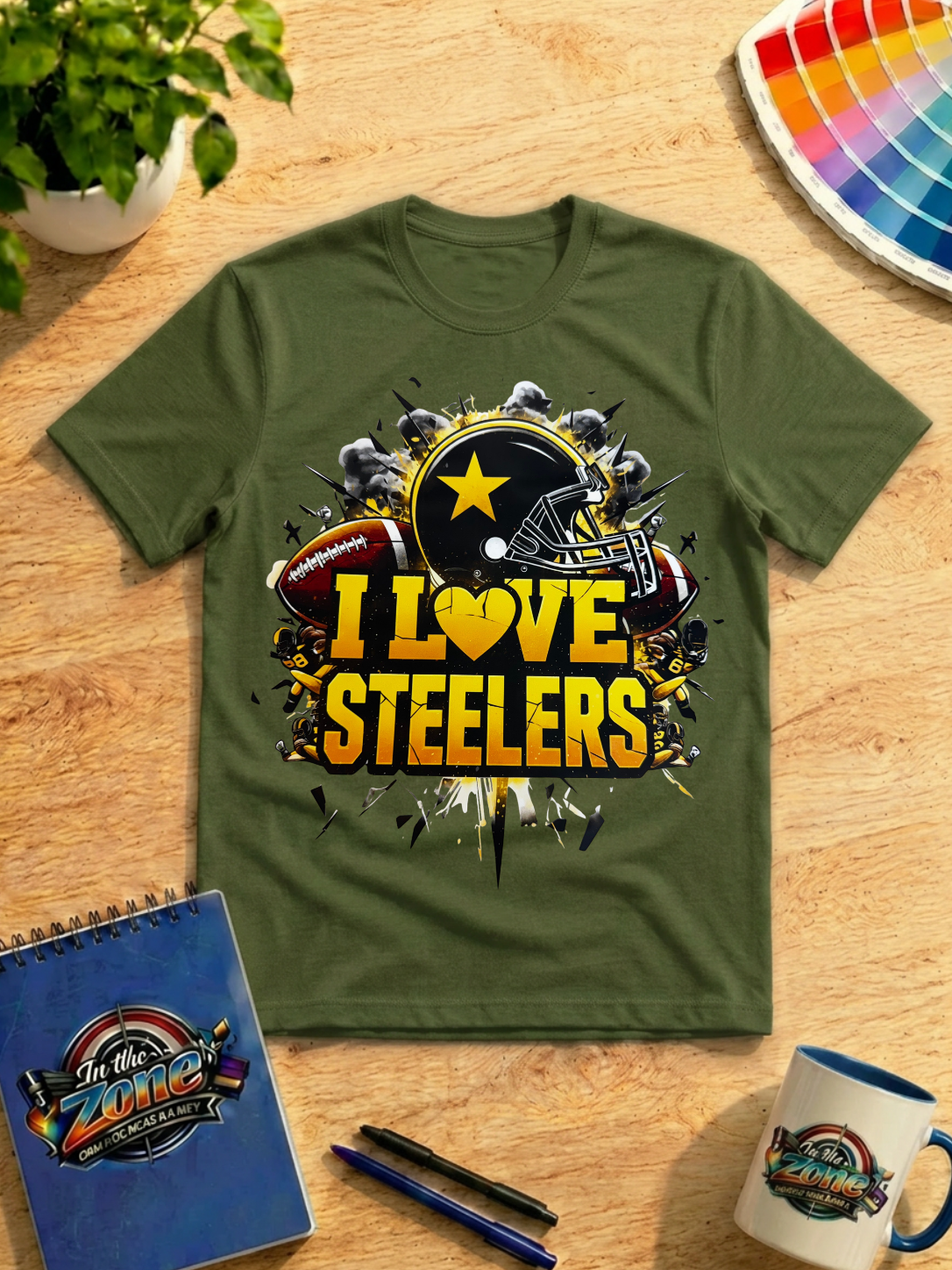 I Love Steelers Football Fan Graphic T-Shirt