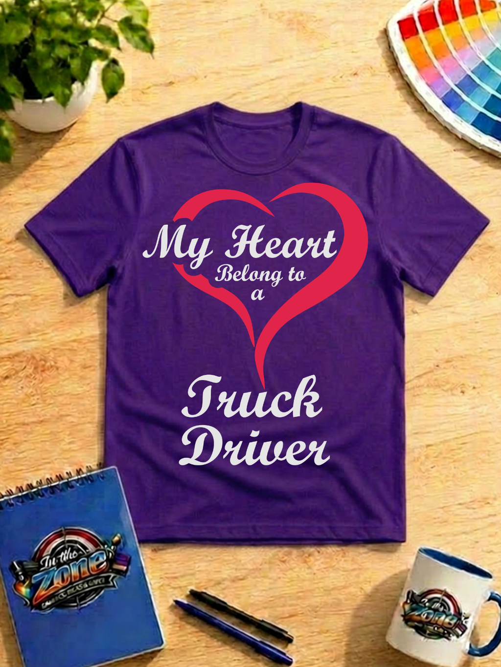 My Heart Belongs to a Truck Driver – Trucker Love Graphic T-Shirt