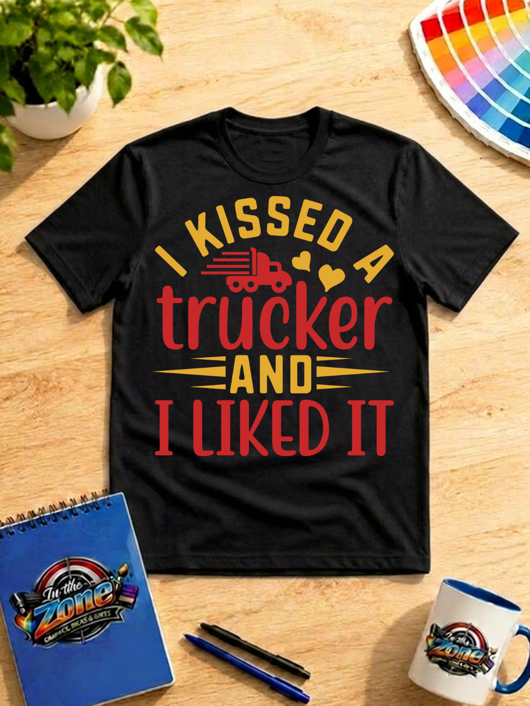 I Kissed a Trucker and I Liked It Graphic Shirt | Funny Trucker Love Gift