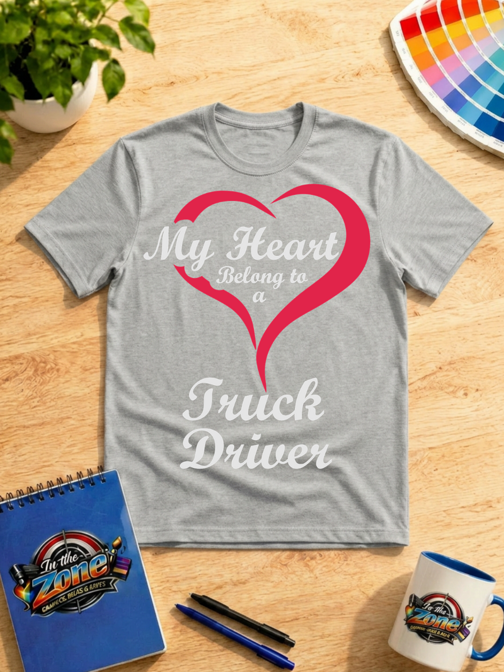 My Heart Belongs to a Truck Driver – Trucker Love Graphic T-Shirt