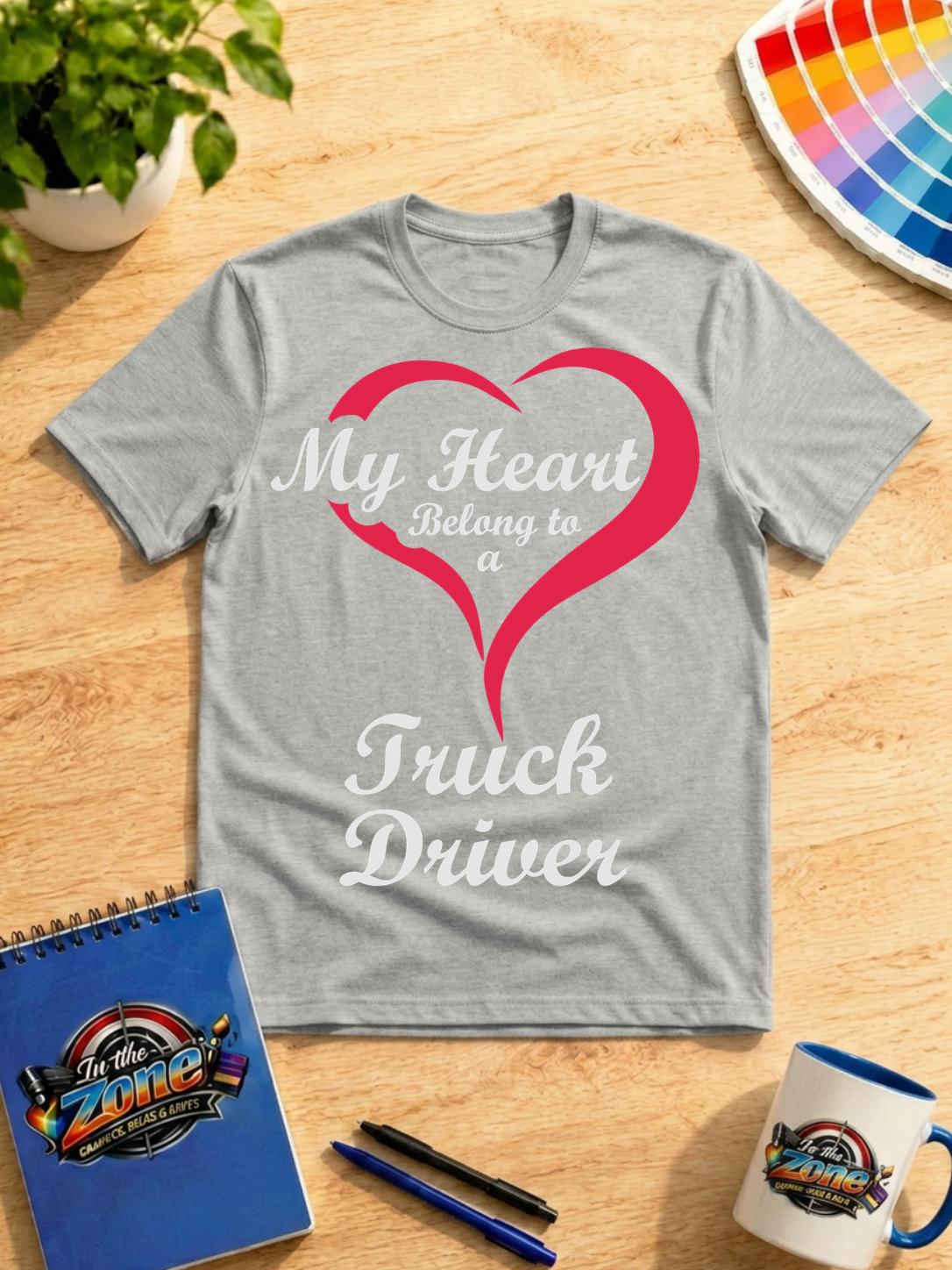 My Heart Belongs to a Truck Driver – Trucker Love Graphic T-Shirt