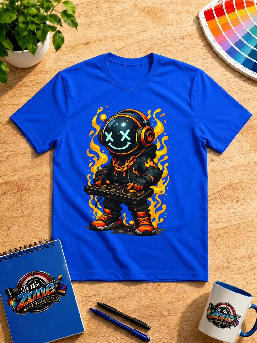 Fire DJ Robot Graphic T-Shirt – Music Lover Tee