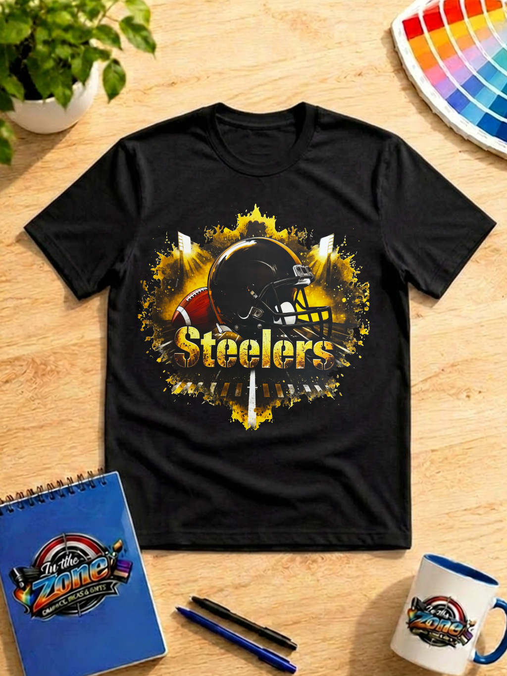 Steelers Football Graphic T-Shirt – Black & Gold Game Day Tee