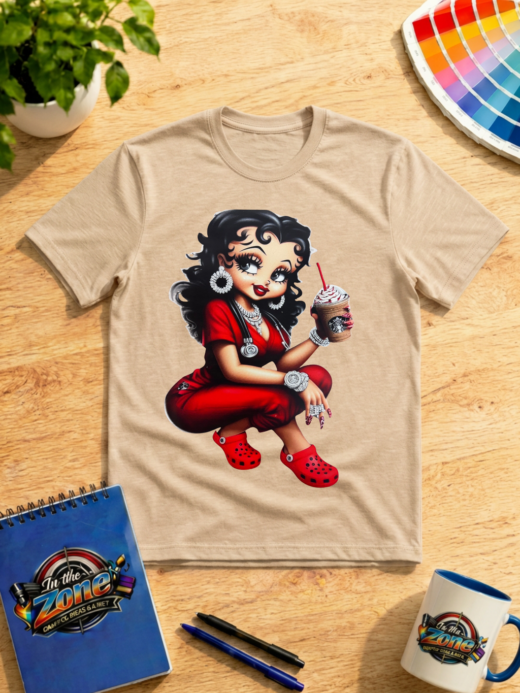 Retro Glam Coffee Girl Graphic T-Shirt – Sassy Coffee Lover Tee
