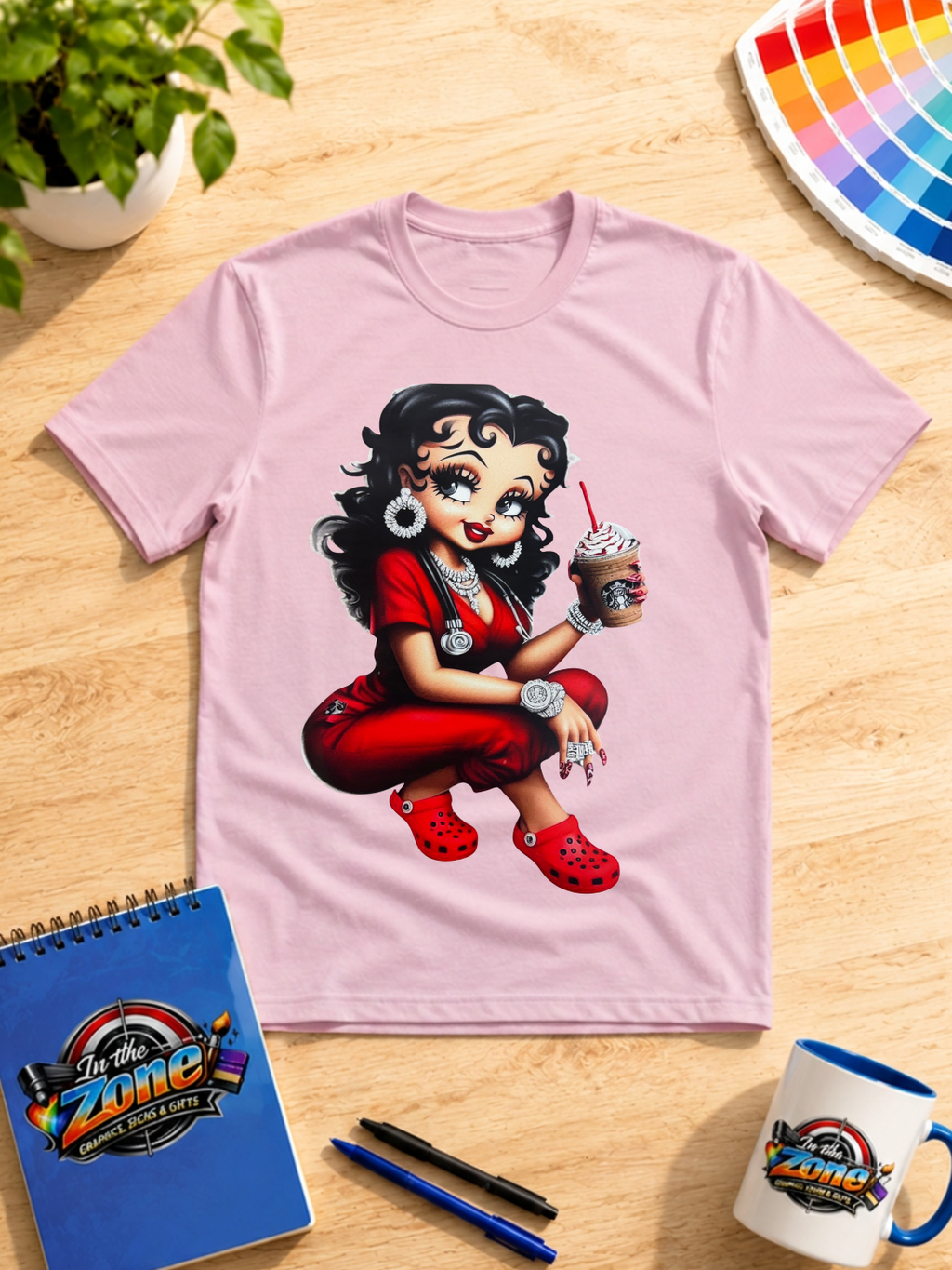 Retro Glam Coffee Girl Graphic T-Shirt – Sassy Coffee Lover Tee