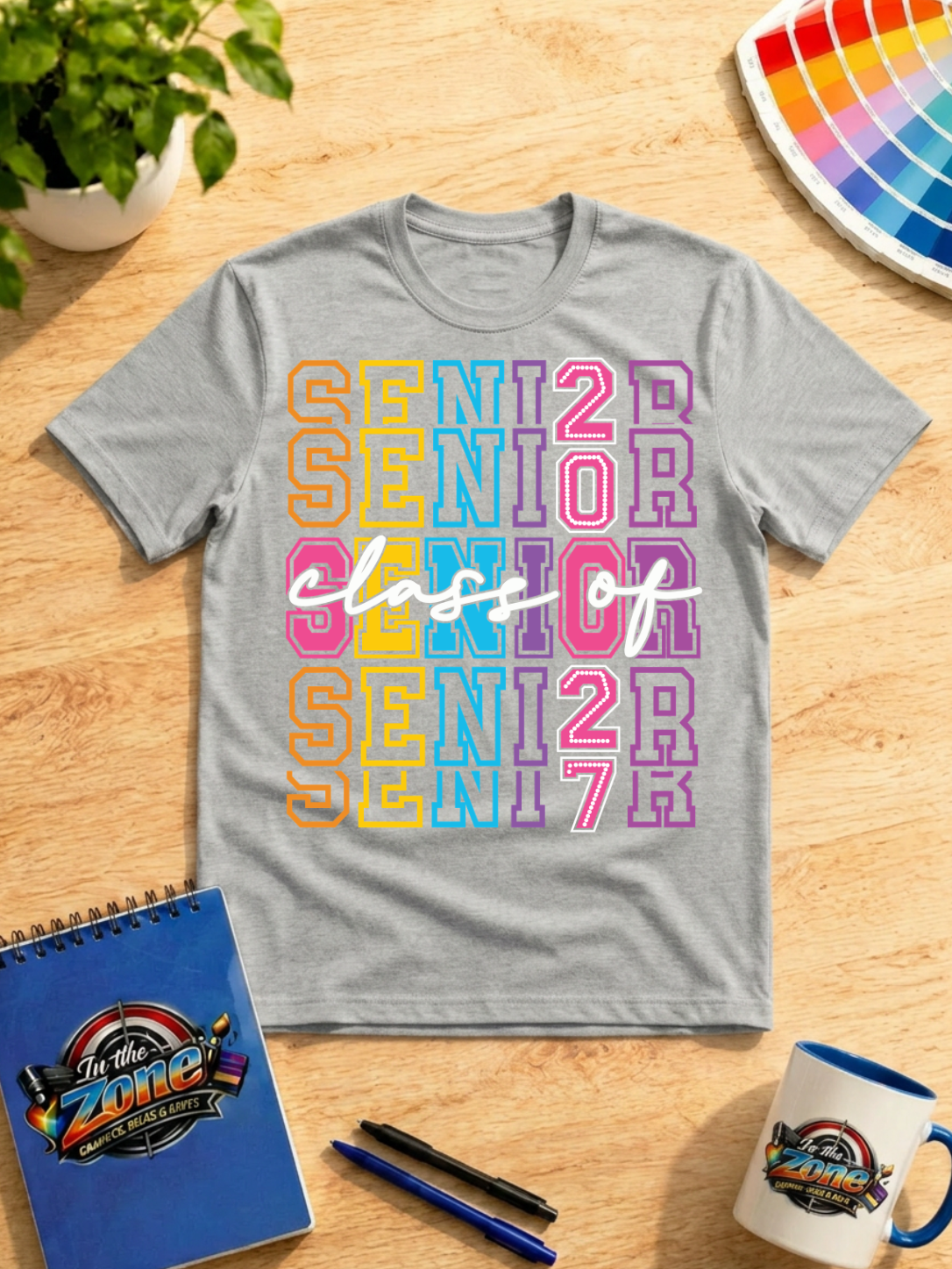 Class of 2027 Senior Shirt – Colorful Retro Senior Graduation Graphic Tee