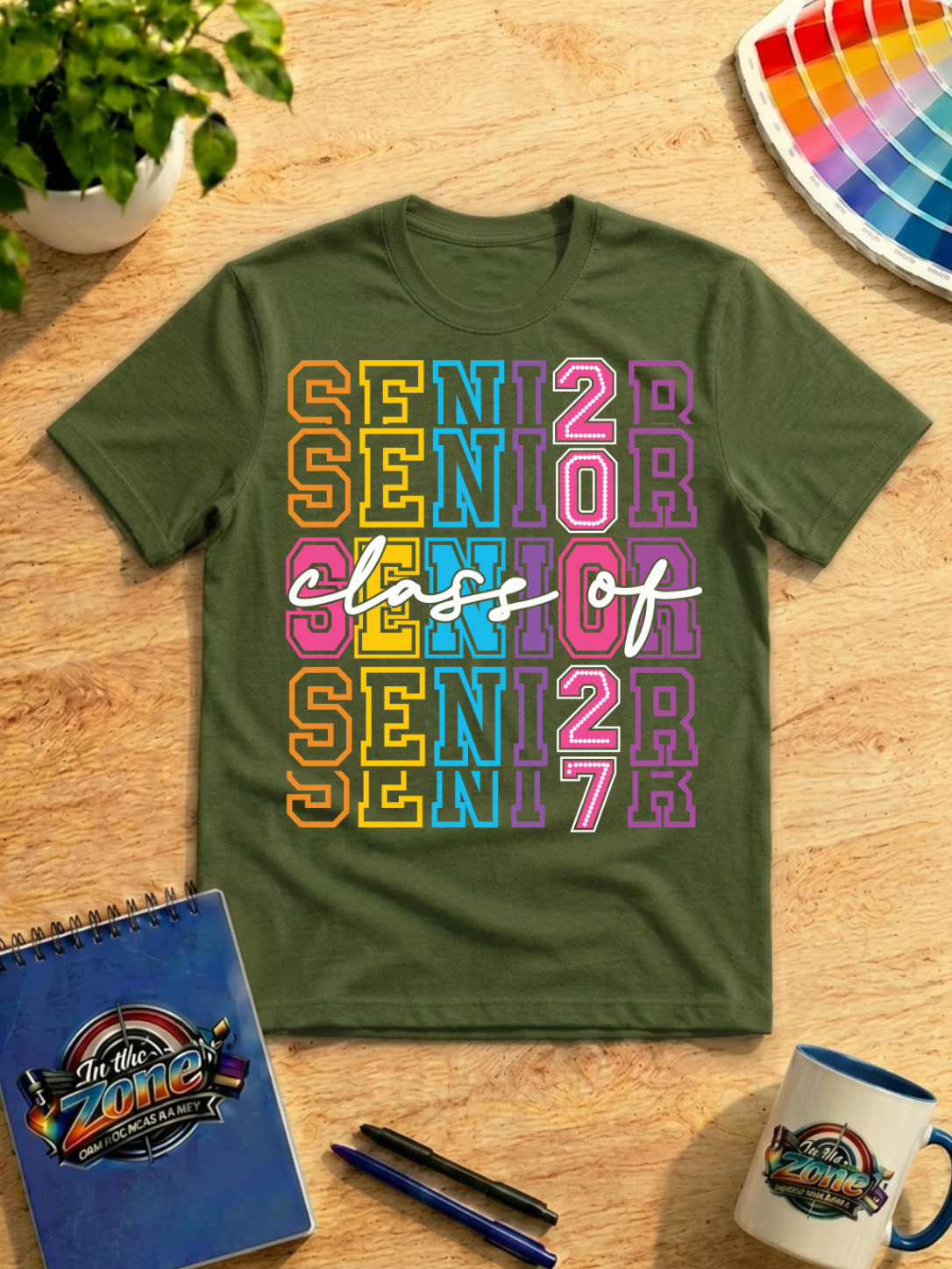 Class of 2027 Senior Shirt – Colorful Retro Senior Graduation Graphic Tee