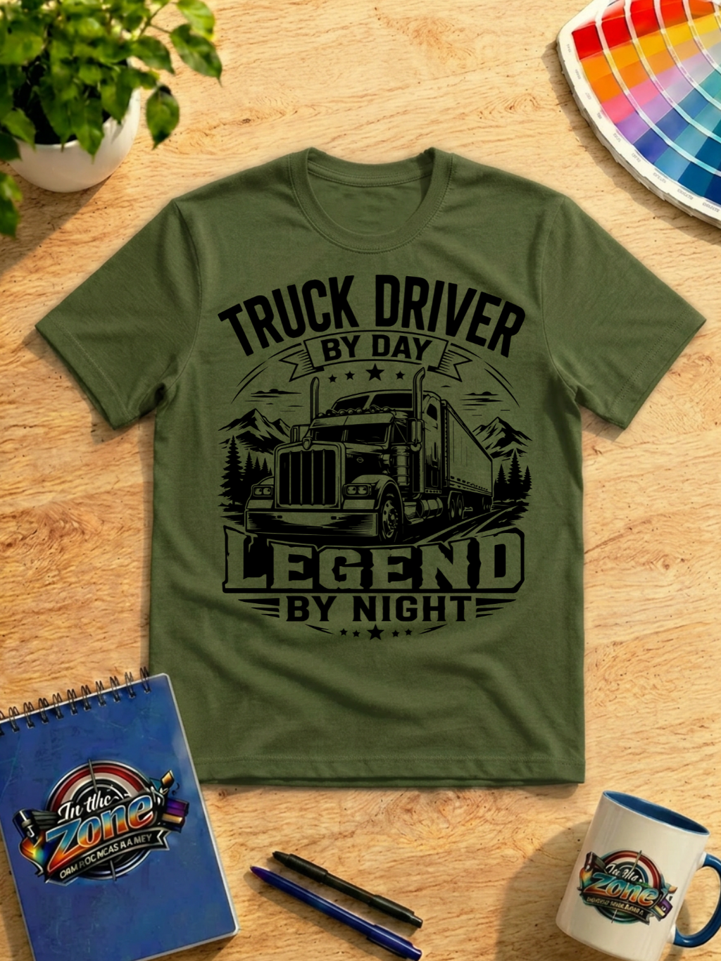Truck Driver by Day, Legend by Night – Vintage Semi Truck Graphic T-Shirt