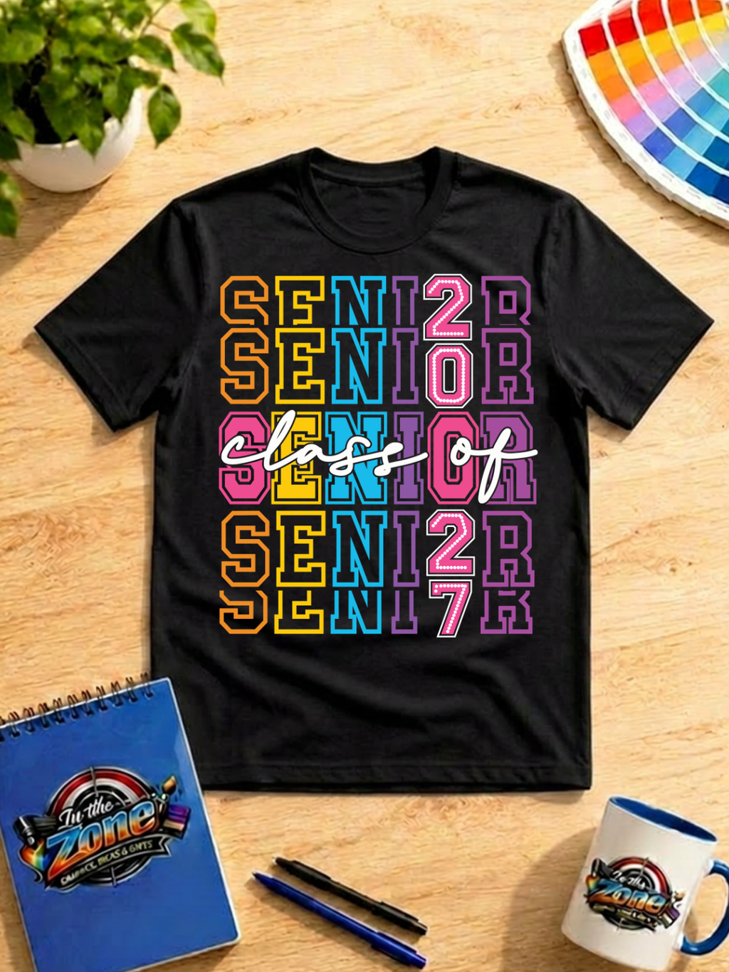Class of 2027 Senior Shirt – Colorful Retro Senior Graduation Graphic Tee
