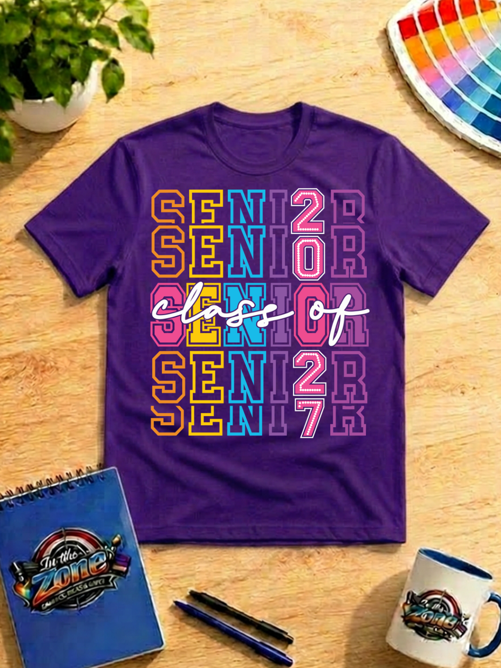 Class of 2027 Senior Shirt – Colorful Retro Senior Graduation Graphic Tee