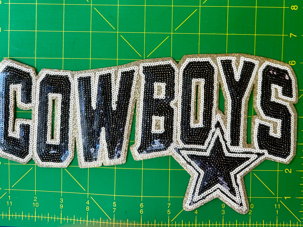 Dallas Cowboys Sequin Logo Patch – Navy, White & Gold Football Patch