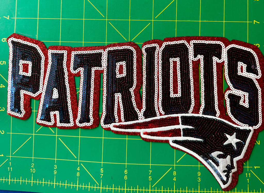 New England Patriots Sequin Logo Patch – Red, Navy & White Football Patch