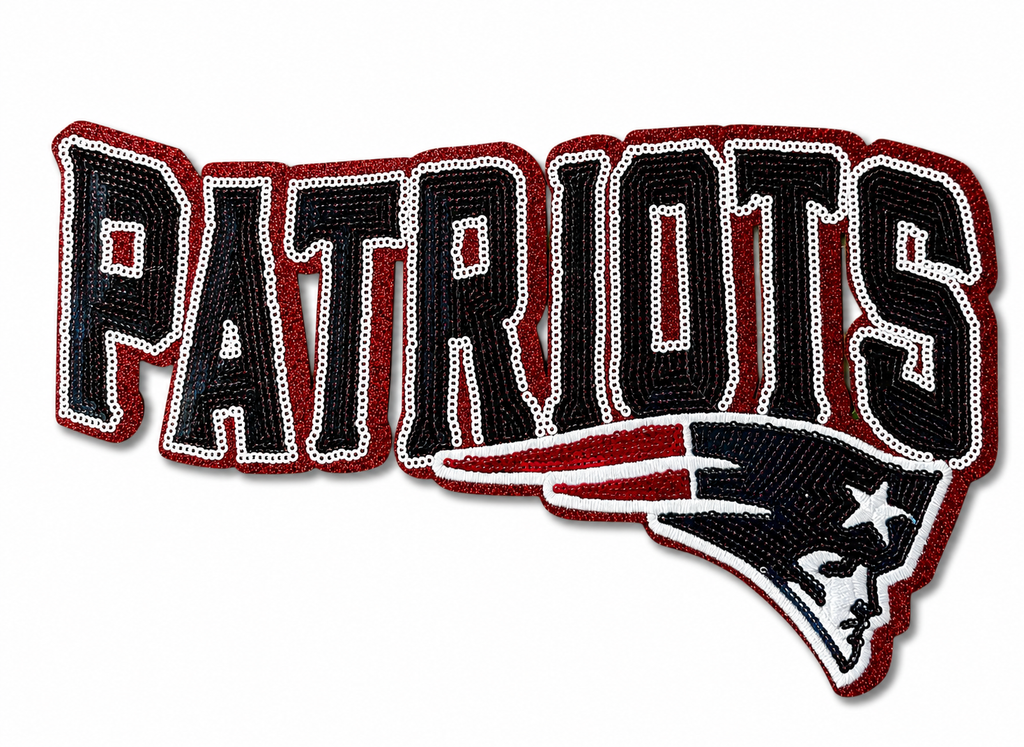New England Patriots Sequin Logo Patch – Red, Navy & White Football Patch